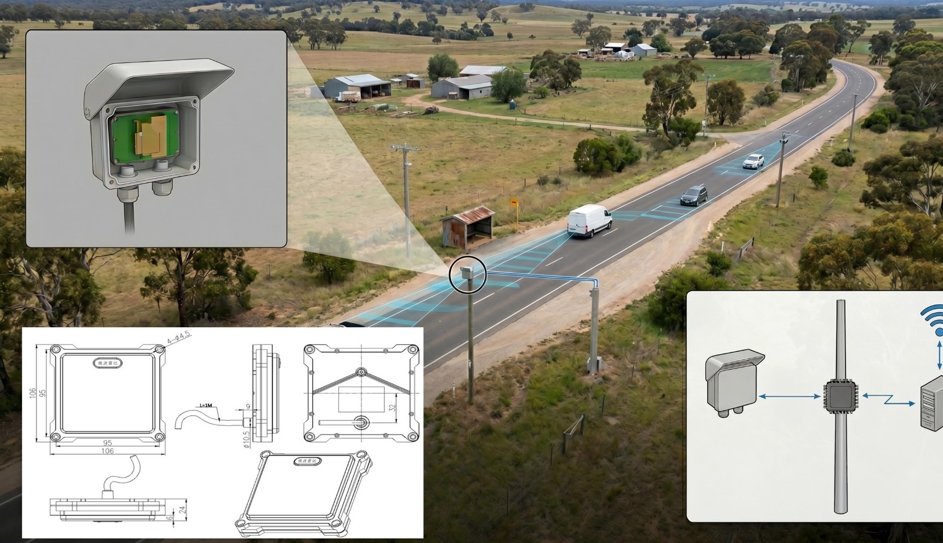 Sistema para monitoreo de velocidad de vehículos en entrada Hub de Transportes - Imagen arquitectónica